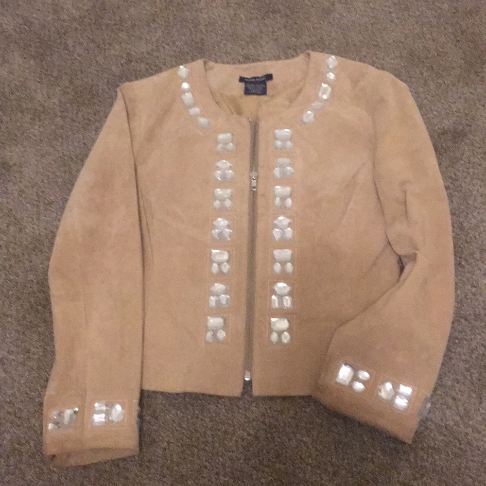 Boston Proper Suede Jacket with Rhinestones Size 6